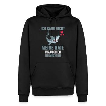 Raubtier Tierliebhaber Ozean Tier Geschenk Hai - Männer Premium Bio Hoodie - Schwarz - Vorne - Nico (187cm)