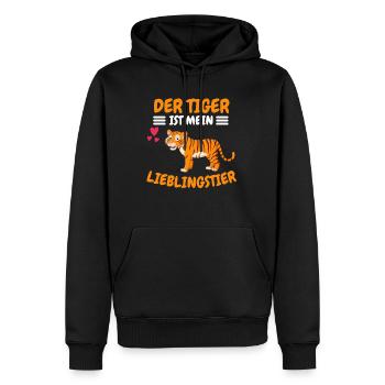 Der Tiger ist mein Lieblingstier Geschenk Tiger - Männer Premium Bio Hoodie - Schwarz - Vorne - Nico (187cm)