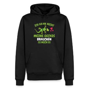 Ich kann nicht meine Geckos brauchen mich Gecko - Männer Premium Bio Hoodie - Schwarz - Vorne - Nico (187cm)