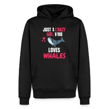 Crazy Girl Animal Drôle Cadeau Baleine - Sweat à capuche Premium bio Homme - noir - Devant - Nico (187cm)