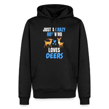 Verrückter Junge Tier Lustiges Geschenk Hirsch - Männer Premium Bio Hoodie - Schwarz - Vorne - Nico (187cm)