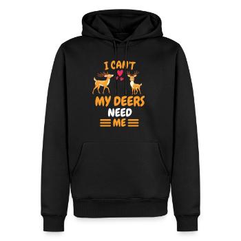 Ich kann nicht Wald Tier Lustiges Geschenk Hirsch - Männer Premium Bio Hoodie - Schwarz - Vorne - Nico (187cm)