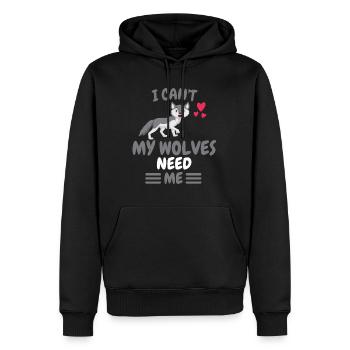 Ich kann nicht Wald Tier Lustiges Geschenk Wolf - Männer Premium Bio Hoodie - Schwarz - Vorne - Nico (187cm)