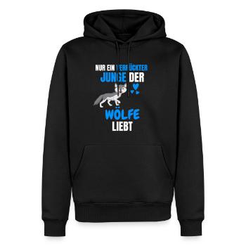 Wald Tierliebhaber Jungs Lustiges Geschenk Wolf - Männer Premium Bio Hoodie - Schwarz - Vorne - Nico (187cm)