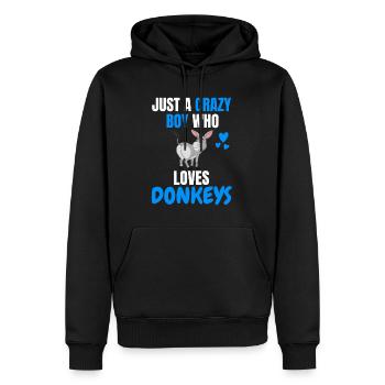 Verrückter Junge Bauer Tier Lustiges Geschenk Esel - Männer Premium Bio Hoodie - Schwarz - Vorne - Nico (187cm)