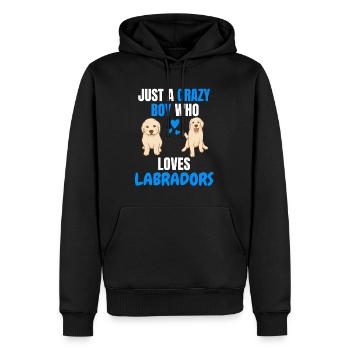 Verrückter Junge Hunde Lustiges Geschenk Labrador - Männer Premium Bio Hoodie - Schwarz - Vorne - Nico (187cm)