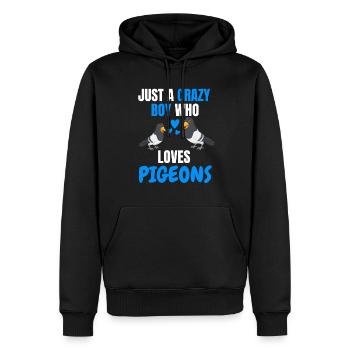 Verrückter Junge Taubenrennen Vogel Geschenk Taube - Männer Premium Bio Hoodie - Schwarz - Vorne - Nico (187cm)
