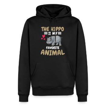 Animal préféré Animal Cadeau Drôle Hippopotame - Sweat à capuche Premium bio Homme - noir - Devant - Nico (187cm)