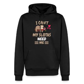 I Can't Animal Funny Gift Sloth - Men’s Premium Organic Hoodie - black - Front - Nico (187cm)
