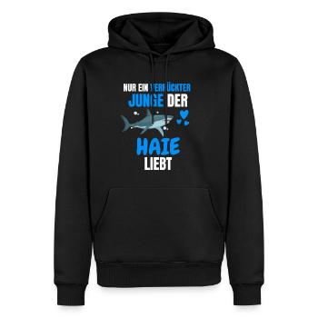 Ozean Tier Jungs Raubtier Lustiges Geschenk Hai - Männer Premium Bio Hoodie - Schwarz - Vorne - Nico (187cm)