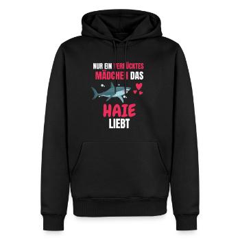 Ozean Tier Mädchen Raubtier Lustiges Geschenk Hai - Männer Premium Bio Hoodie - Schwarz - Vorne - Nico (187cm)