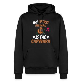 Mon don d’animal spirituel drôle Capybara - Sweat à capuche Premium bio Homme - noir - Devant - Nico (187cm)