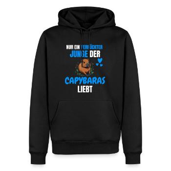 Tier Verrückter Junge Lustiges Geschenk Capybara - Männer Premium Bio Hoodie - Schwarz - Vorne - Nico (187cm)