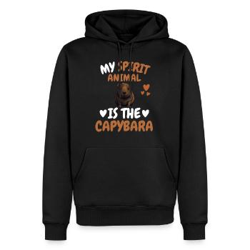 Mon don d’animal spirituel drôle Capybara - Sweat à capuche Premium bio Homme - noir - Devant - Nico (187cm)