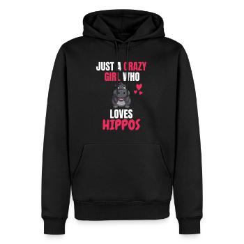 Verrücktes Mädchen Afrika Tier Geschenk Nilpferd - Männer Premium Bio Hoodie - Schwarz - Vorne - Nico (187cm)