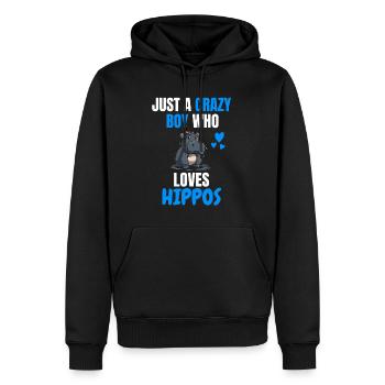 Verrückter Junge Afrika Tier Geschenk Nilpferd - Männer Premium Bio Hoodie - Schwarz - Vorne - Nico (187cm)
