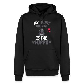 Mon don d’animal spirituel drôle d’hippopotame - Sweat à capuche Premium bio Homme - noir - Devant - Nico (187cm)