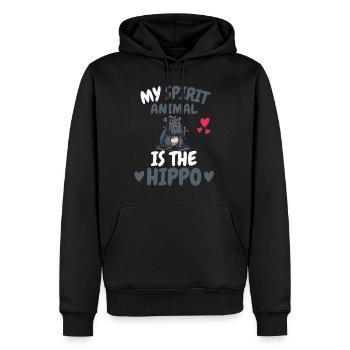 Hippo Mon Don Spirituel Animal Hippopotame - Sweat à capuche Premium bio Homme - noir - Devant - Nico (187cm)