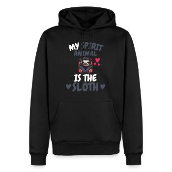 Mon don animal spirituel Drôle de paresseux - Sweat à capuche Premium bio Homme - noir - Devant - Nico (187cm)