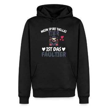 Faulenzer Mein spirituelles Tier ist das Faultier - Männer Premium Bio Hoodie - Schwarz - Vorne - Nico (187cm)
