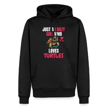 Crazy Girl Ocean Animal Gift Turtle - Men’s Premium Organic Hoodie - black - Front - Nico (187cm)