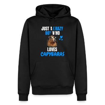 Wasserschwein Verrückter Junge Geschenk Capybara - Männer Premium Bio Hoodie - Schwarz - Vorne - Nico (187cm)