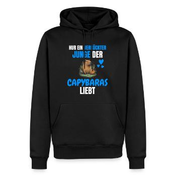 Wasserschwein Zoo Tier Jungs Geschenk Capybara - Männer Premium Bio Hoodie - Schwarz - Vorne - Nico (187cm)