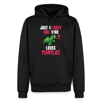 Crazy Girl Ocean Animal Gift Turtle - Men’s Premium Organic Hoodie - black - Front - Nico (187cm)