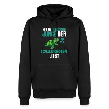 Verrückter Junge Meerestier Geschenk Schildkröte - Männer Premium Bio Hoodie - Schwarz - Vorne - Nico (187cm)