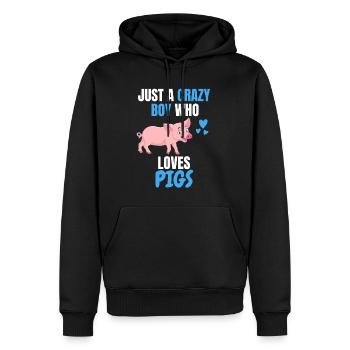 Fermier d’animaux de ferme Garçons Cadeau Cochon - Sweat à capuche Premium bio Homme - noir - Devant - Nico (187cm)