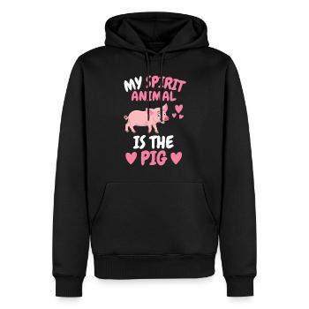 Animal fermier Mon animal spirituel est le cochon - Sweat à capuche Premium bio Homme - noir - Devant - Nico (187cm)