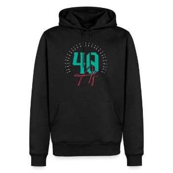 40 Af Anniversaire - Sweat à capuche Premium bio Homme - noir - Devant - Nico (187cm)