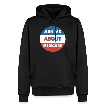 Posez-moi des questions sur la sécurité sociale Medicare - Sweat à capuche Premium bio Homme - noir - Devant - Nico (187cm)