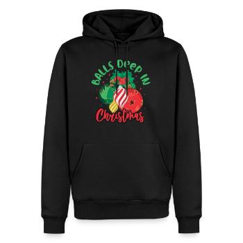Balles au fond de Noël - Sweat à capuche Premium bio Homme - noir - Devant - Nico (187cm)