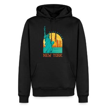 Rochester New York - Sweat à capuche Premium bio Homme - noir - Devant - Nico (187cm)