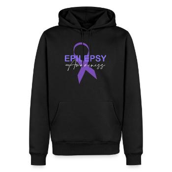 Epilepsie-Bewusstseins-Lila Band - Männer Premium Bio Hoodie - Schwarz - Vorne - Nico (187cm)