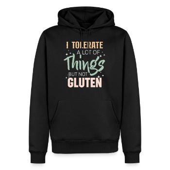 Tolerate Things But Not Gluten Celiac - Men’s Premium Organic Hoodie - black - Front - Nico (187cm)