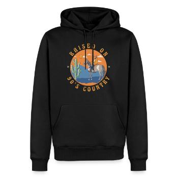 Aufgewachsen mit Country-Musik der 90er Jahre - Männer Premium Bio Hoodie - Schwarz - Vorne - Nico (187cm)