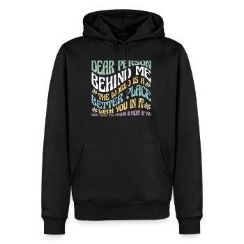 Liebe Person hinter mir Motivationszitat - Männer Premium Bio Hoodie - Schwarz - Vorne - Nico (187cm)