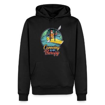 Kanufahren ist meine Therapie - Männer Premium Bio Hoodie - Schwarz - Vorne - Nico (187cm)