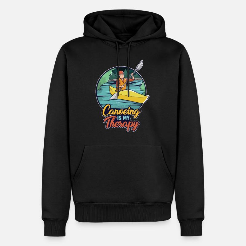 Le canoë est ma thérapie - Sweat à capuche Premium bio Homme - noir