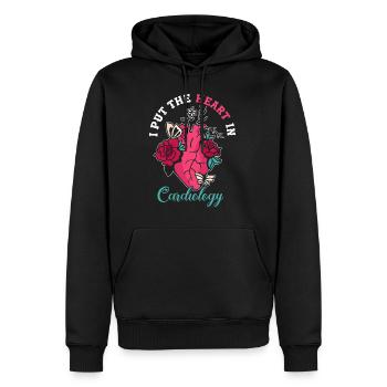 Mettez le cœur en cardiologie cardiologue - Sweat à capuche Premium bio Homme - noir - Devant - Nico (187cm)