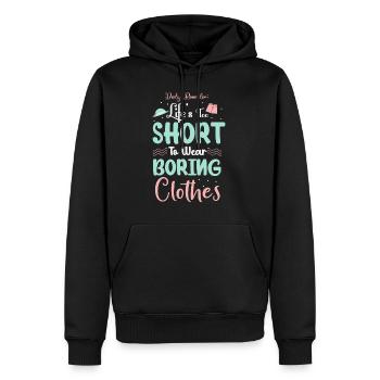 La vie est trop courte pour porter des vêtements ennuyeux - Sweat à capuche Premium bio Homme - noir - Devant - Nico (187cm)
