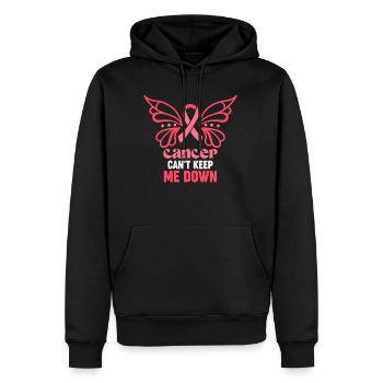 Breast Cancer Can't Keep Me Down - Men’s Premium Organic Hoodie - black - Front - Nico (187cm)