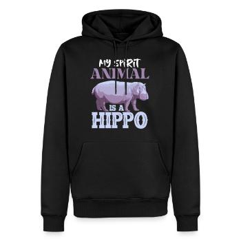 Hippopotame Maman Mon animal spirituel est un hippopotame - Sweat à capuche Premium bio Homme - noir - Devant - Nico (187cm)