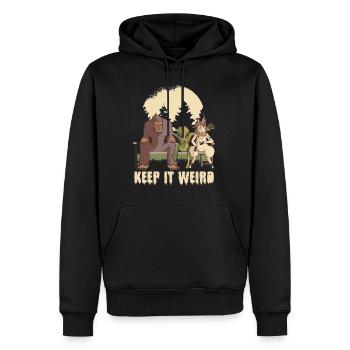 Halte es seltsam Sprichwort - Männer Premium Bio Hoodie - Schwarz - Vorne - Nico (187cm)