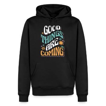 Gute Dinge kommen motivierend - Männer Premium Bio Hoodie - Schwarz - Vorne - Nico (187cm)