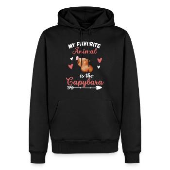 Rongeur Mon animal préféré est le capybara - Sweat à capuche Premium bio Homme - noir - Devant - Nico (187cm)
