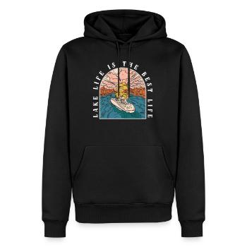 Das Leben am See ist das beste Leben Camping - Männer Premium Bio Hoodie - Schwarz - Vorne - Nico (187cm)