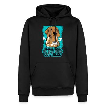 Adoption von Rettungshunden im Tierheim - Männer Premium Bio Hoodie - Schwarz - Vorne - Nico (187cm)